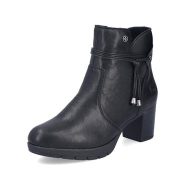 Rieker Strap Detail Block Heel Boot - Black